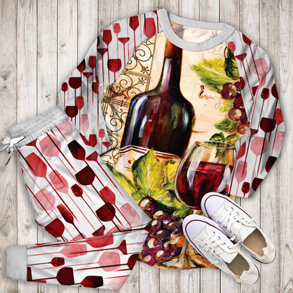 Wine Grape Pajama Set |Sleepwear Pjs Sets | Raglan Shirt Pants Set