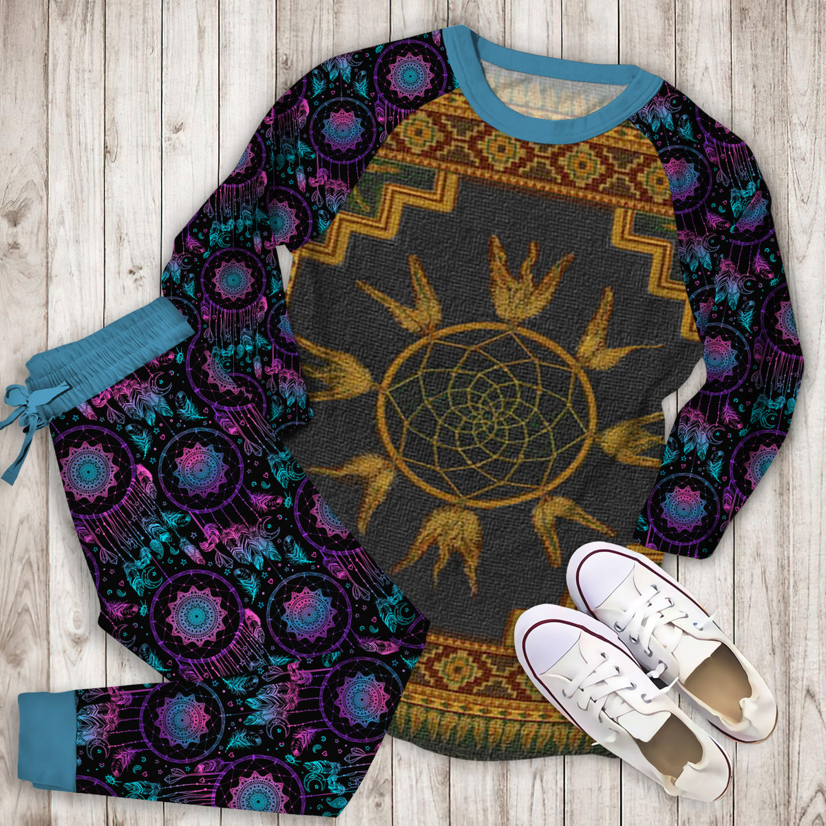 Dreamcatcher Pajama Set | Pajamas | Cotton Sleepwear Sets | Soft Long Sleeve Pjs | Raglan Shirt and Pants Set