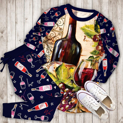Wine Grape Pajama Set |Sleepwear Pjs Sets | Raglan Shirt Pants Set