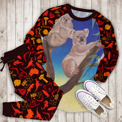 Australia Pajama Set | Pajamas | Cotton Sleepwear Sets | Soft Long Sleeve Pjs | Raglan Shirt and Pants Set