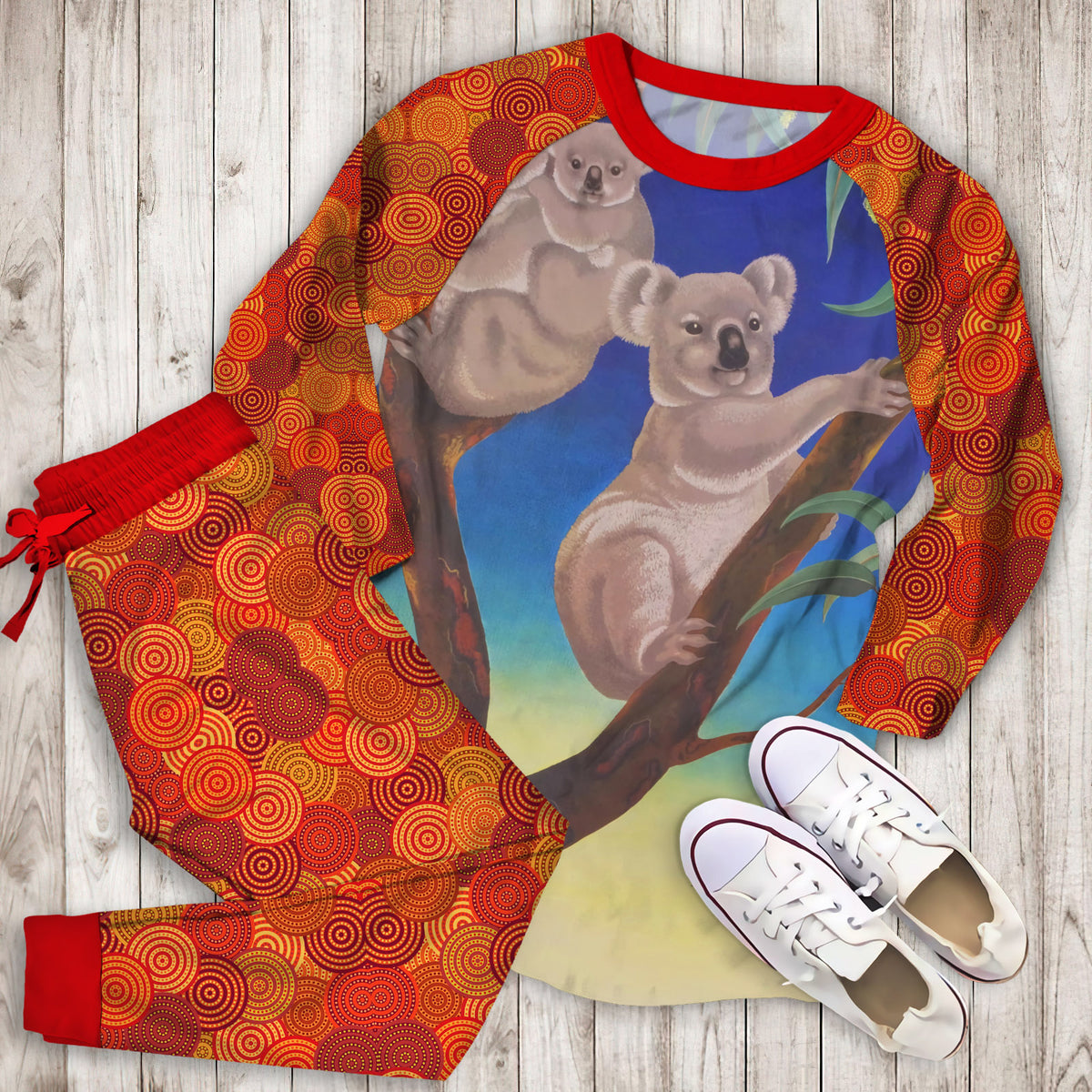 Australia Pajama Set | Pajamas | Cotton Sleepwear Sets | Soft Long Sleeve Pjs | Raglan Shirt and Pants Set