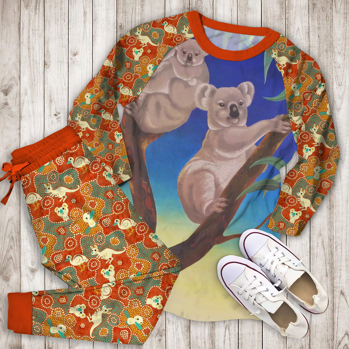 Australia Pajama Set | Pajamas | Cotton Sleepwear Sets | Soft Long Sleeve Pjs | Raglan Shirt and Pants Set