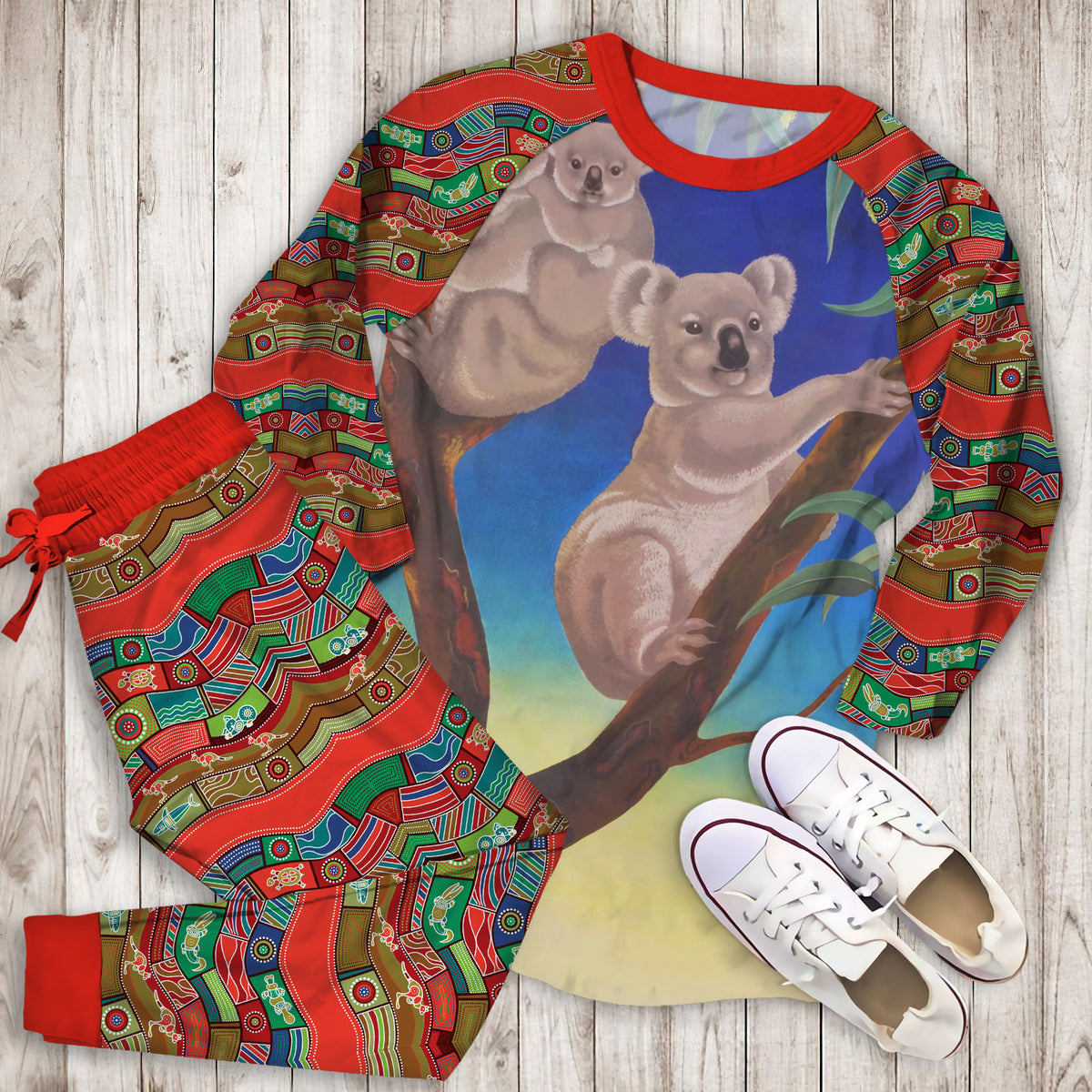 Australia Pajama Set | Pajamas | Cotton Sleepwear Sets | Soft Long Sleeve Pjs | Raglan Shirt and Pants Set