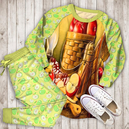 Apple Harvest Pajama Set | Pajamas | Cotton Sleepwear Sets | Soft Long Sleeve Pjs | Raglan Shirt and Pants Set