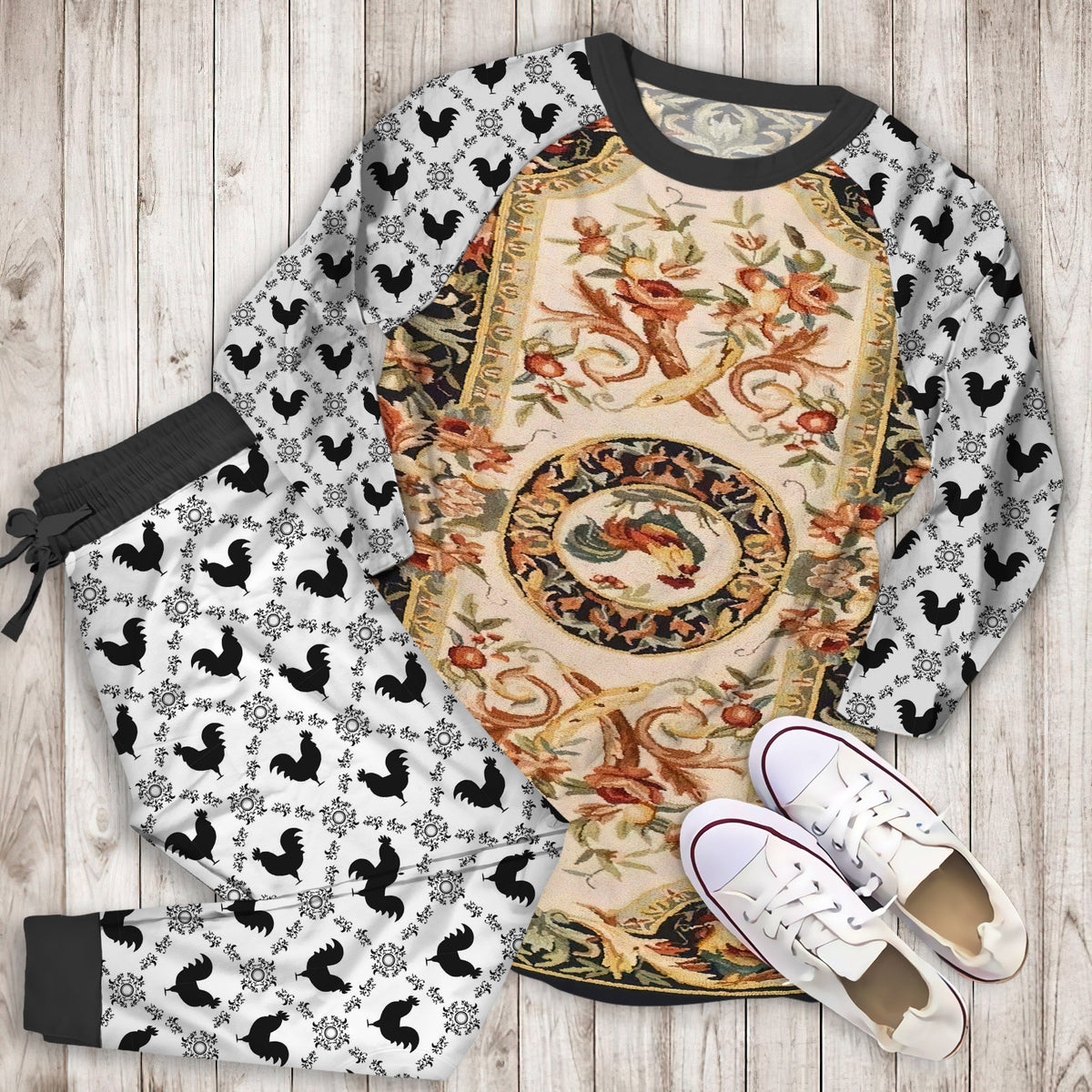 Rooster Pajama Set | Pajamas | Cotton Sleepwear Sets | Soft Long Sleeve Pjs | Raglan Shirt and Pants Set