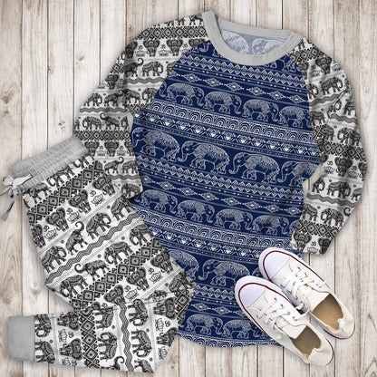 Elephant Pajama Set | Pajamas | Cotton Sleepwear Sets | Soft Long Sleeve Pjs | Raglan Shirt and Pants Set