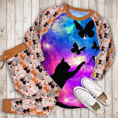 Cat Pajama Set | Pajamas | Cotton Sleepwear Sets | Soft Long Sleeve Pjs | Raglan Shirt and Pants Set