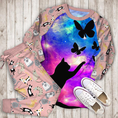 Cat Pajama Set | Pajamas | Cotton Sleepwear Sets | Soft Long Sleeve Pjs | Raglan Shirt and Pants Set