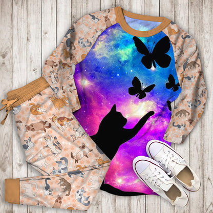 Cat Pajama Set | Pajamas | Cotton Sleepwear Sets | Soft Long Sleeve Pjs | Raglan Shirt and Pants Set