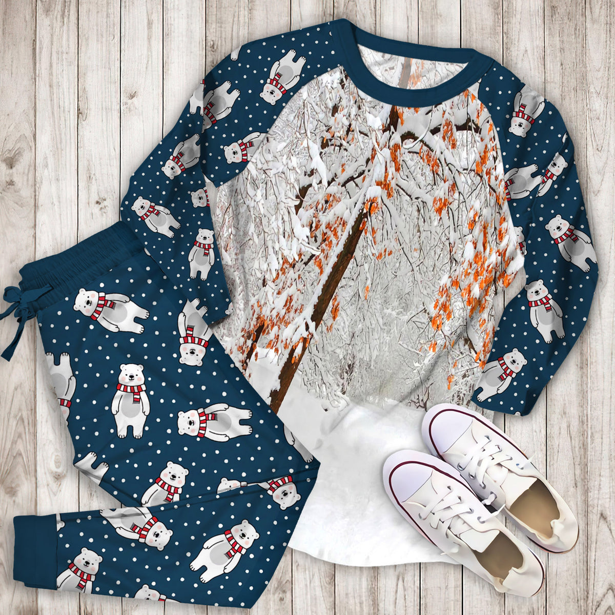 Winter Pajama Set | Pajamas | Cotton Sleepwear Sets | Soft Long Sleeve Pjs | Raglan Shirt and Pants Set