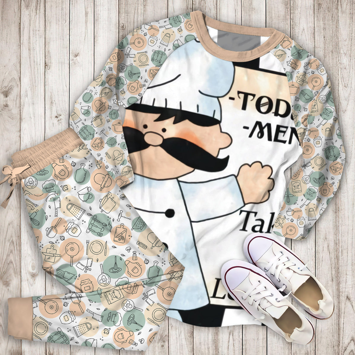 Chef Pajama Set |Sleepwear Pjs Sets | Raglan Shirt Pants Set