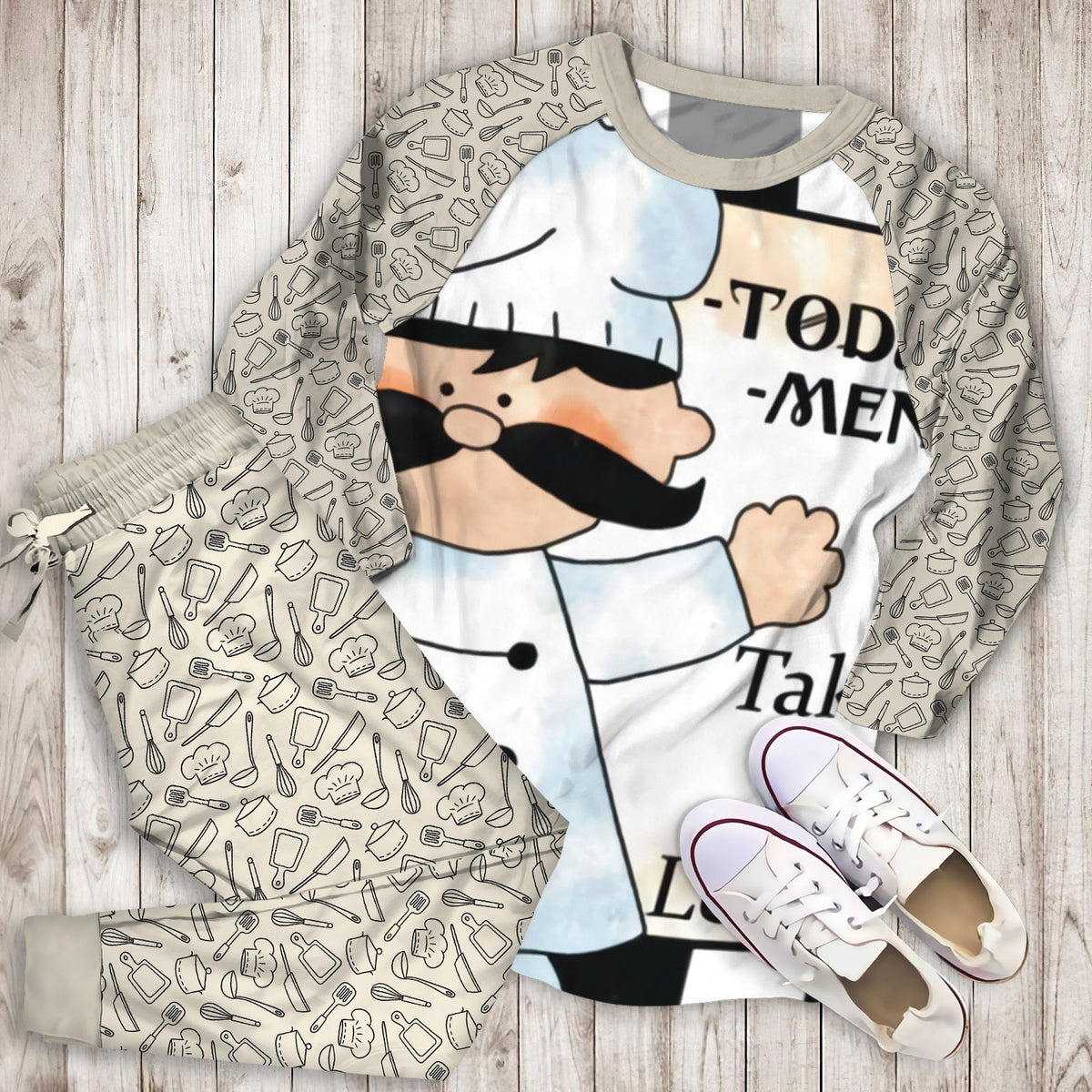 Chef Pajama Set |Sleepwear Pjs Sets | Raglan Shirt Pants Set