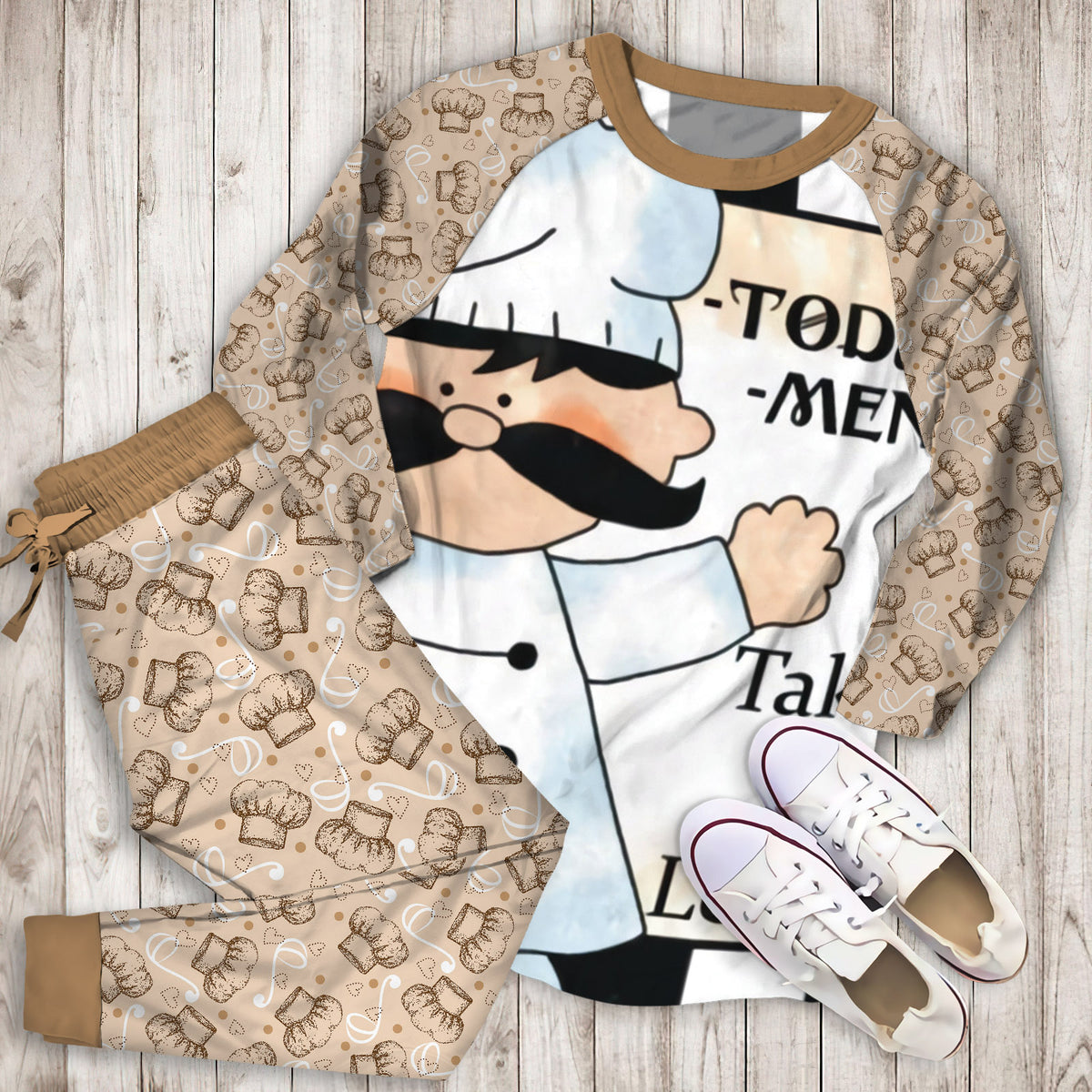 Chef Pajama Set |Sleepwear Pjs Sets | Raglan Shirt Pants Set
