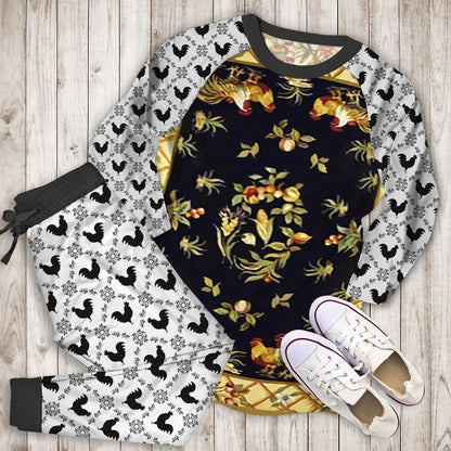 Rooster Pajama Set | Pajamas | Cotton Sleepwear Sets | Soft Long Sleeve Pjs | Raglan Shirt and Pants Set
