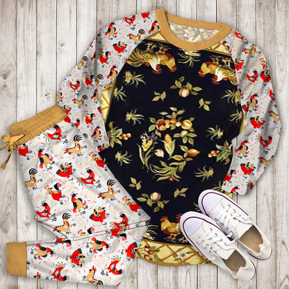 Rooster Pajama Set | Pajamas | Cotton Sleepwear Sets | Soft Long Sleeve Pjs | Raglan Shirt and Pants Set