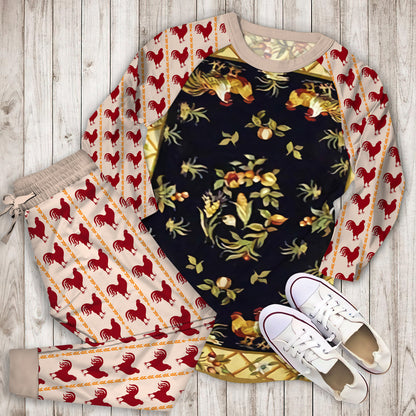 Rooster Pajama Set | Pajamas | Cotton Sleepwear Sets | Soft Long Sleeve Pjs | Raglan Shirt and Pants Set