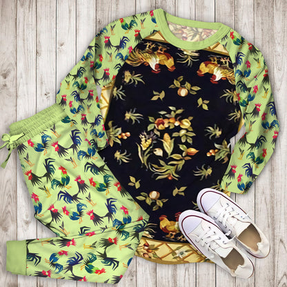 Rooster Pajama Set | Pajamas | Cotton Sleepwear Sets | Soft Long Sleeve Pjs | Raglan Shirt and Pants Set