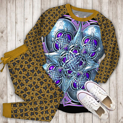 Purple Celtic Hearts Pajama Set | Pajamas | Cotton Sleepwear Sets | Soft Long Sleeve Pjs | Raglan Shirt and Pants Set