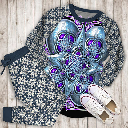 Purple Celtic Hearts Pajama Set | Pajamas | Cotton Sleepwear Sets | Soft Long Sleeve Pjs | Raglan Shirt and Pants Set