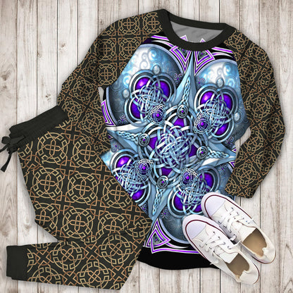 Purple Celtic Hearts Pajama Set | Pajamas | Cotton Sleepwear Sets | Soft Long Sleeve Pjs | Raglan Shirt and Pants Set