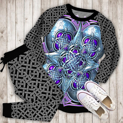 Purple Celtic Hearts Pajama Set | Pajamas | Cotton Sleepwear Sets | Soft Long Sleeve Pjs | Raglan Shirt and Pants Set