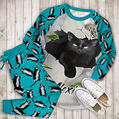 Cat Pajama Set | Pajamas | Cotton Sleepwear Sets | Soft Long Sleeve Pjs | Raglan Shirt and Pants Set