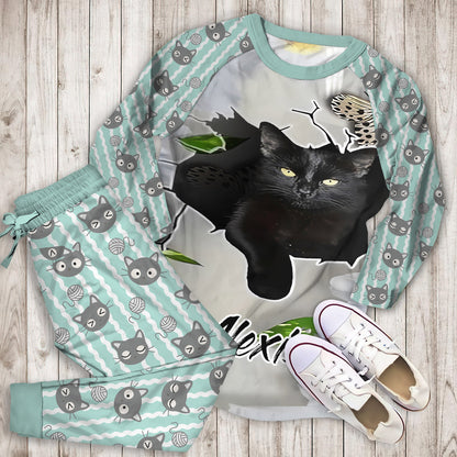 Cat Pajama Set | Pajamas | Cotton Sleepwear Sets | Soft Long Sleeve Pjs | Raglan Shirt and Pants Set