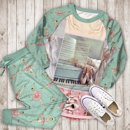 Ballet Pajama Set |Sleepwear Pjs Sets | Raglan Shirt Pants Set