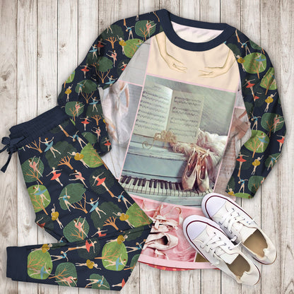 Ballet Pajama Set |Sleepwear Pjs Sets | Raglan Shirt Pants Set