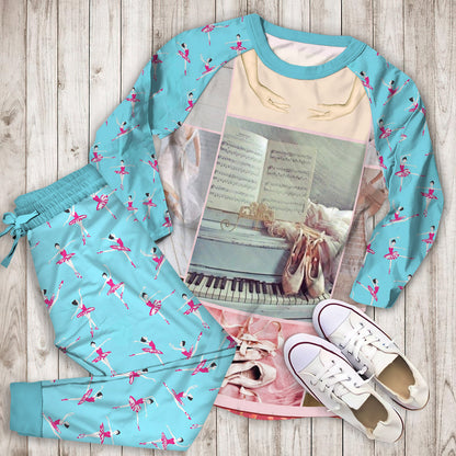 Ballet Pajama Set |Sleepwear Pjs Sets | Raglan Shirt Pants Set