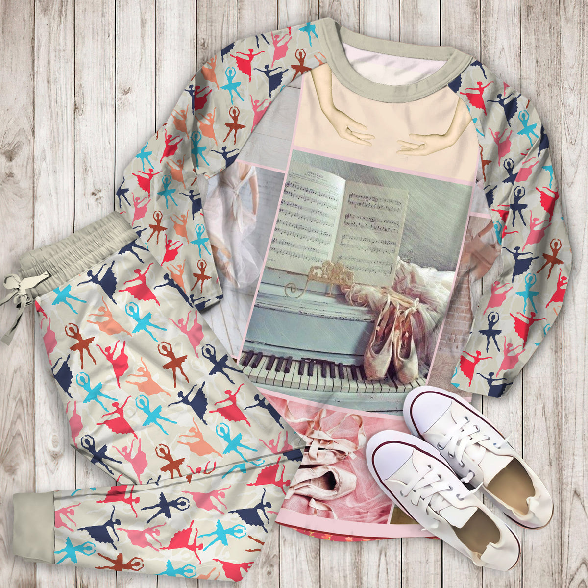 Ballet Pajama Set |Sleepwear Pjs Sets | Raglan Shirt Pants Set