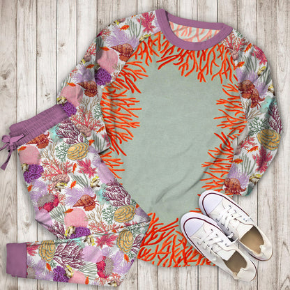 Coral Reef Pajama Set | Pajamas | Cotton Sleepwear Sets | Soft Long Sleeve Pjs | Raglan Shirt and Pants Set