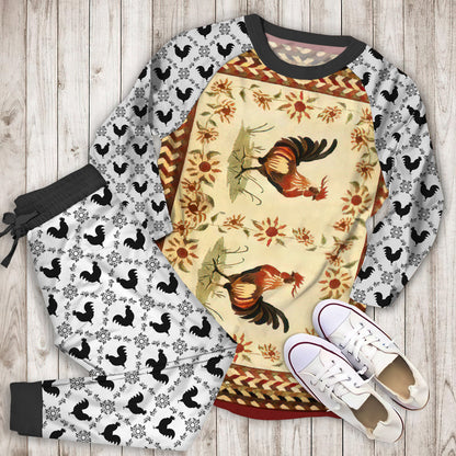 Rooster Pajama Set | Pajamas | Cotton Sleepwear Sets | Soft Long Sleeve Pjs | Raglan Shirt and Pants Set