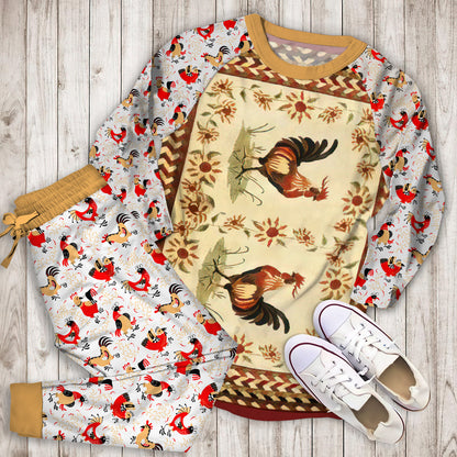 Rooster Pajama Set | Pajamas | Cotton Sleepwear Sets | Soft Long Sleeve Pjs | Raglan Shirt and Pants Set