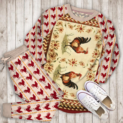 Rooster Pajama Set | Pajamas | Cotton Sleepwear Sets | Soft Long Sleeve Pjs | Raglan Shirt and Pants Set