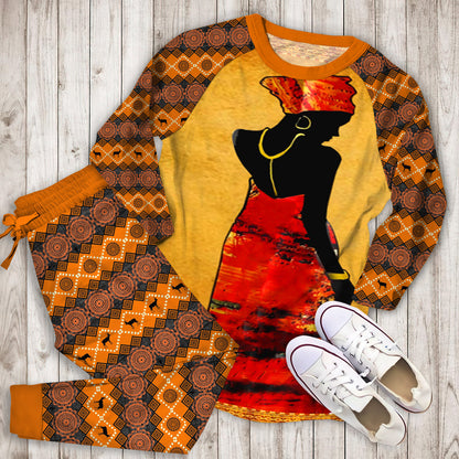 African Woman Queen Pajama Set |Sleepwear Pjs Sets | Raglan Shirt Pants Set