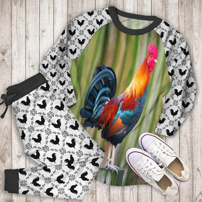 Rooster Pajama Set | Pajamas | Cotton Sleepwear Sets | Soft Long Sleeve Pjs | Raglan Shirt and Pants Set