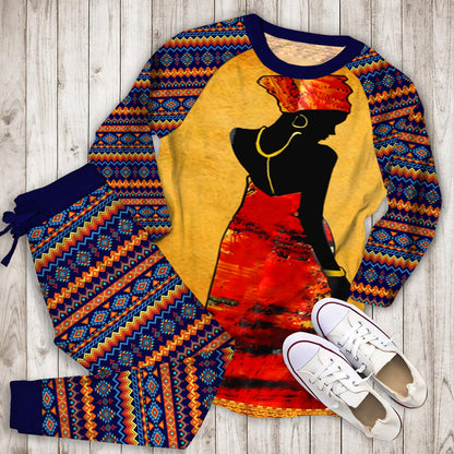 African Woman Queen Pajama Set |Sleepwear Pjs Sets | Raglan Shirt Pants Set