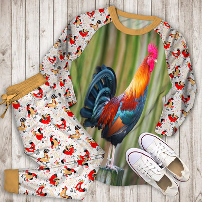 Rooster Pajama Set | Pajamas | Cotton Sleepwear Sets | Soft Long Sleeve Pjs | Raglan Shirt and Pants Set