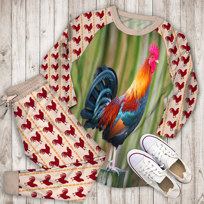 Rooster Pajama Set | Pajamas | Cotton Sleepwear Sets | Soft Long Sleeve Pjs | Raglan Shirt and Pants Set