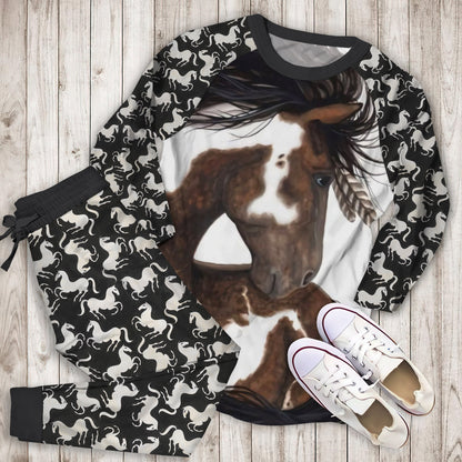 Horse Pajama Set | Pajamas | Cotton Sleepwear Sets | Soft Long Sleeve Pjs | Raglan Shirt and Pants Set