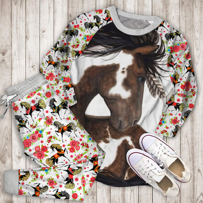 Horse Pajama Set | Pajamas | Cotton Sleepwear Sets | Soft Long Sleeve Pjs | Raglan Shirt and Pants Set