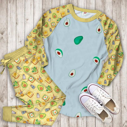 Avocado Pajama Set |Sleepwear Pjs Sets | Raglan Shirt Pants Set