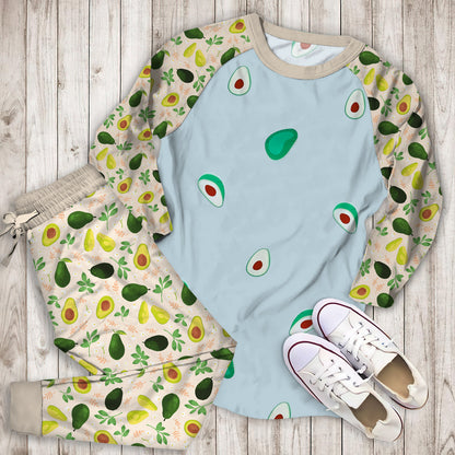 Avocado Pajama Set |Sleepwear Pjs Sets | Raglan Shirt Pants Set