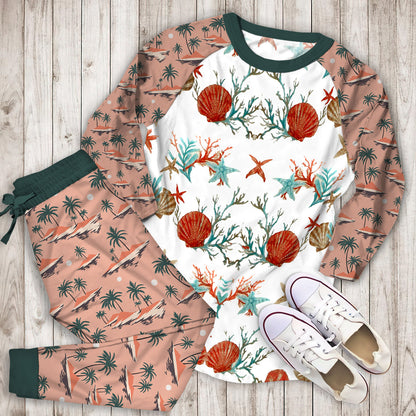 Pebble Beach Pajama Set | Pajamas | Cotton Sleepwear Sets | Soft Long Sleeve Pjs | Raglan Shirt and Pants Set