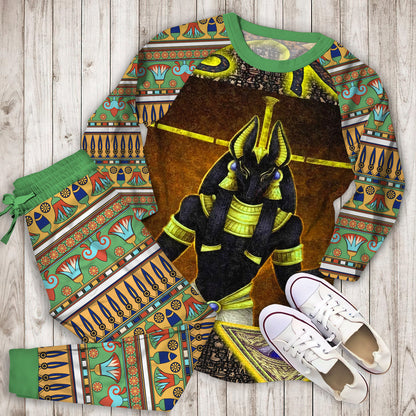 Ancient Egyptian Gods Pajama Set | Pajamas | Cotton Sleepwear Sets | Soft Long Sleeve Pjs | Raglan Shirt and Pants Set