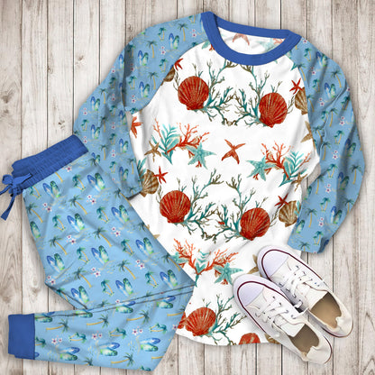 Pebble Beach Pajama Set | Pajamas | Cotton Sleepwear Sets | Soft Long Sleeve Pjs | Raglan Shirt and Pants Set