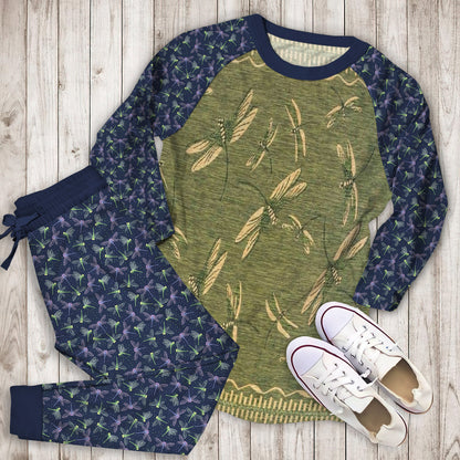 Dragonfly Flight Pajama Set |Sleepwear Pjs Sets | Raglan Shirt Pants Set