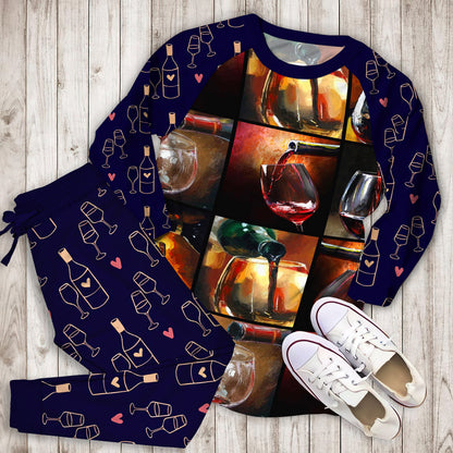 Wine Pajama Set | Pajamas | Cotton Sleepwear Sets | Soft Long Sleeve Pjs | Raglan Shirt and Pants Set
