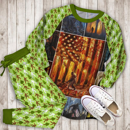 Bigfoot Pajama Set |Sleepwear Pjs Sets | Raglan Shirt Pants Set